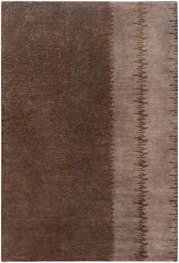 Close-up of the Warsaw Area Carpet, featuring a horizontal striped pattern in dark brown and light brown hues. Design-Rectangle-58