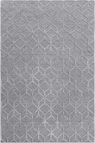 Close-up of the hand-loomed Wigtown Carpet. Brown viscose rug with a contemporary geometric cube pattern. Design-Rectangle