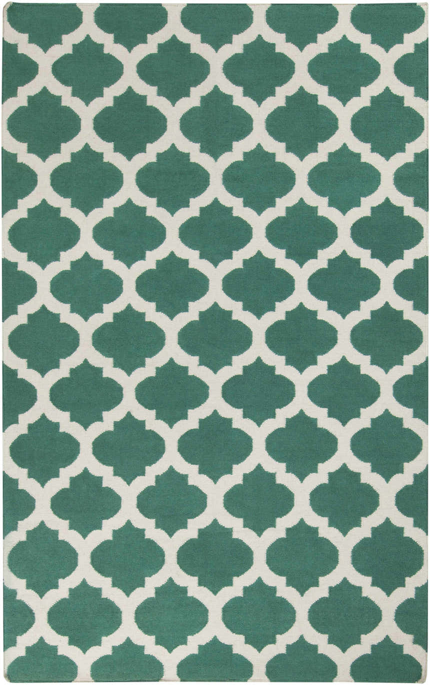Worthington Area Rug - light beige and sage green wool rug with a quatrefoil trellis pattern. Design-Rectangle-58