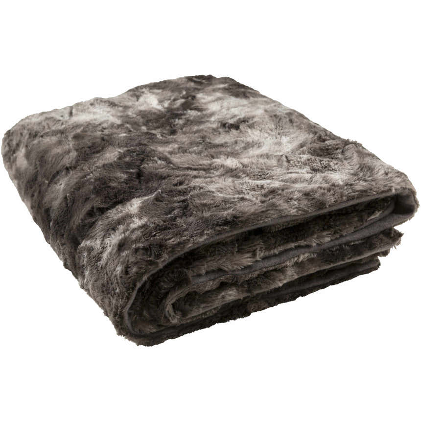Black Faux Fur Throw Blanket - Clearance