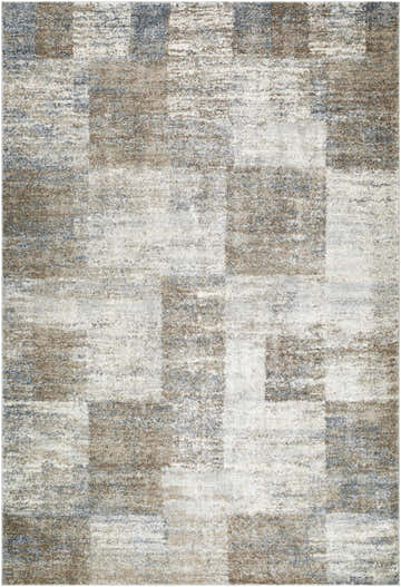 Close-up of the Xhosa Thick Luxe Rug. Beige, gray, and tan squares create a contemporary checkerboard pattern and soft texture. Design-Rectangle-6792