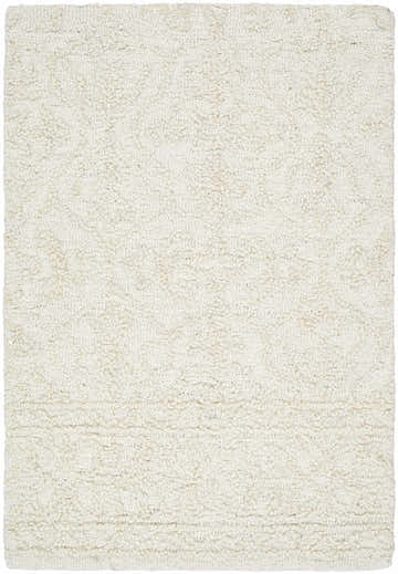 Close-up of the hand-tufted Yadid Cream Wool Area Rug, showing the ash and pearl tones and textured farmhouse design. Design-Rectangle-23