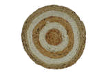 100% ALL NATURAL FIBER HAND BRAIDED BOHO White ROUND JUTE RUG | JR3