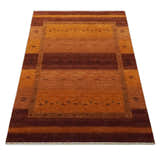 Custom Made geometrical Stripes Design Rust and Brown Hand loom wool Area Rug