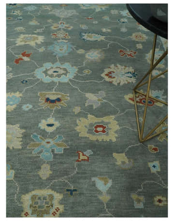 Hand knotted Gray and Beige Traditional Oushak Wool Area Rug