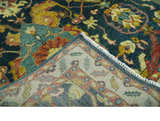 Traditional Oushak Blue and Gold Antique Style Hand knotted Custom Made Area Rug