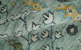 Hand Knotted Traditional Blue and Ivory Antique Oushak Custom Made Wool Area Rug