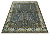 Hand Knotted Charcoal and Ivory Traditional Vintage Style Custom Made Wool Area Rug