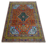 Hand Knotted Green, Rust, Yellow, Pink and Blue Traditional Floral Multi Size Wool Area Rug