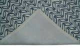 5X8 and 8x10 Contemporary Farmhouse Leaf's Hand Tufted Silver and Blue Loop Wool Rug