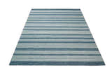 5x8 and 8x10 Hand Made Woolen Modern Stripes White and Blue Area Rug | NAU002
