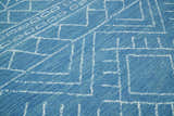 5x8 and 8x10 Hand Made Woolen Tribal Solid Blue Area Rug | AZT002