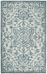 5x8 Hand Hooked Blue and Silver Wool Textured Loop Area Rug | GAR1