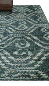 5x8 Hand Knotted Dark Gray and Ivory Modern Contemporary Southwestern Tribal Trellis Recycled Silk Area Rug | OP115