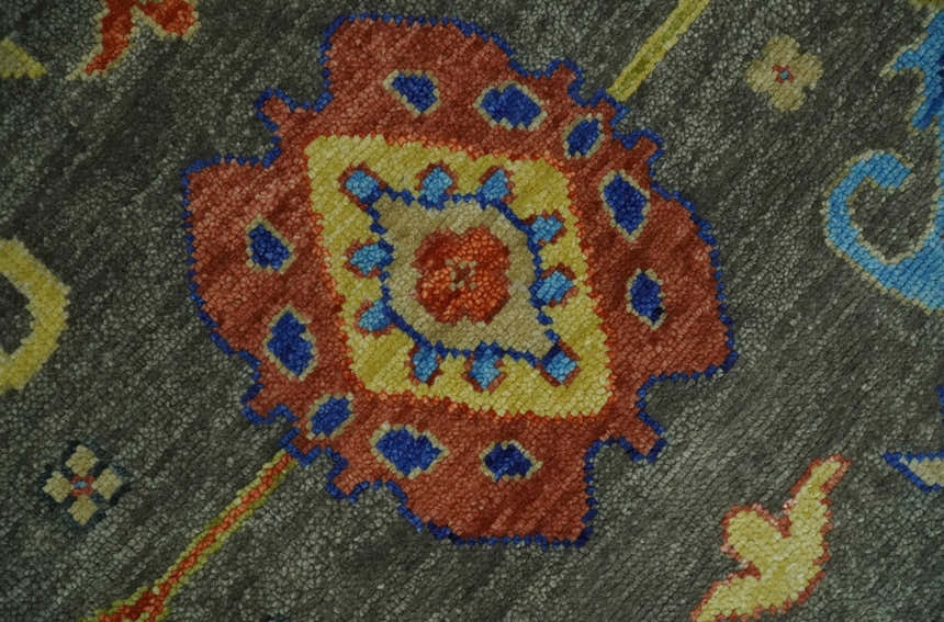 Green and Beige Colorful Wool Hand knotted Traditional Oushak Multi Size wool Area Rug
