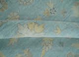 Made to Order Aqua, Beige and Ivory Hand Knotted Floral Oushak Wool Rug