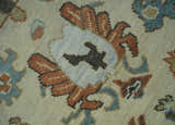 Hand Knotted Beige and Ivory Multi Size Traditional Oushak Wool Area Rug