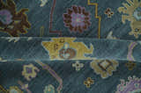 Hand Knotted Blue and Silver Vibrant colorful Oushak Wool Area Rug