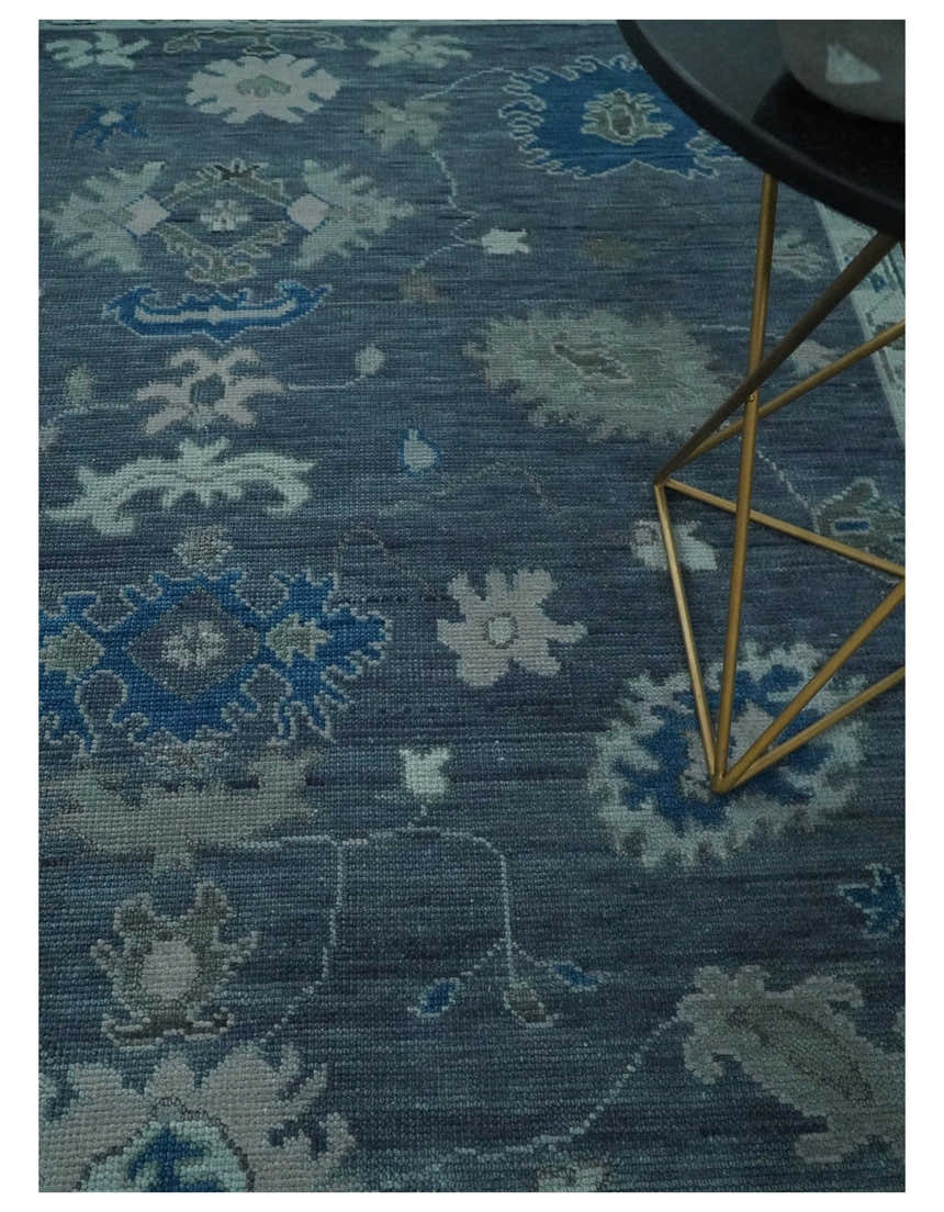 Hand Knotted Gray and Silver Traditional Multi Size Oushak Wool Rug