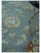 Silver and Beige Hand knotted Traditional Multi Size Oushak Wool Area Rug