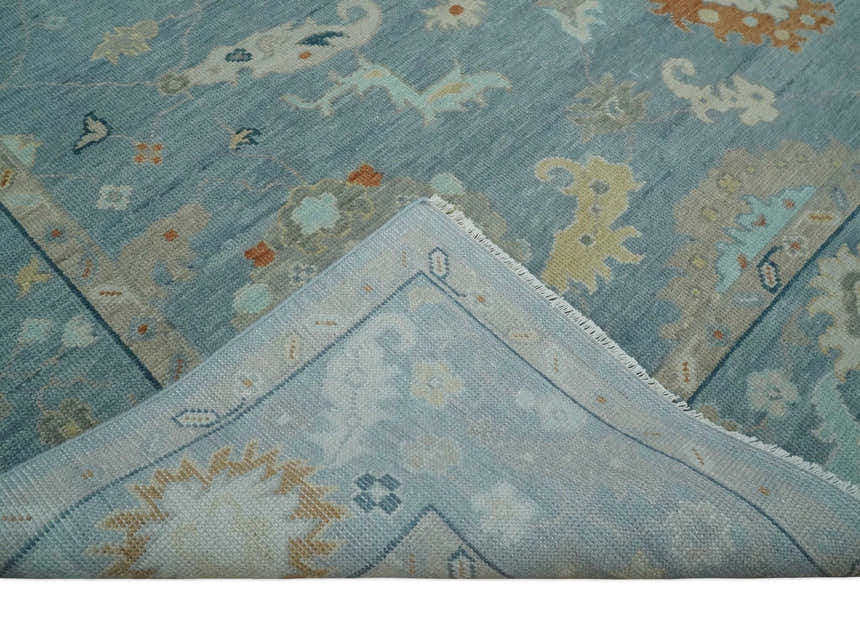 Silver and Beige Hand knotted Traditional Multi Size Oushak Wool Area Rug