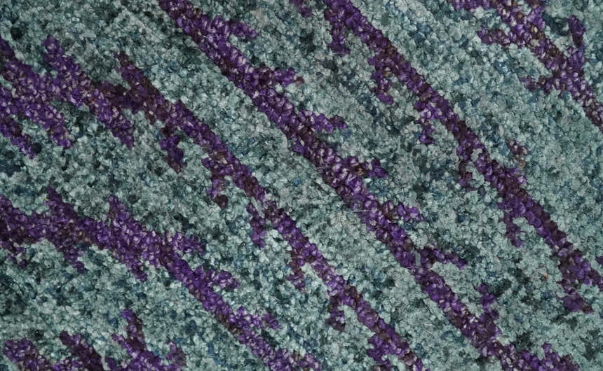 5x8 and 8x10 Hand Knotted Blue, Gray and Purple Modern Contemporary Southwestern Tribal Trellis Recycled Silk Area Rug | OP32