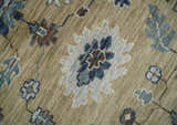 8x10 Traditional Beige and Gray Antique Style Floral Hand knotted Wool Area Rug