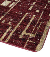 4x6 Hand Knotted Beige and Maroon Modern Abstract Contemporary Recycled Silk Area Rug | OP64