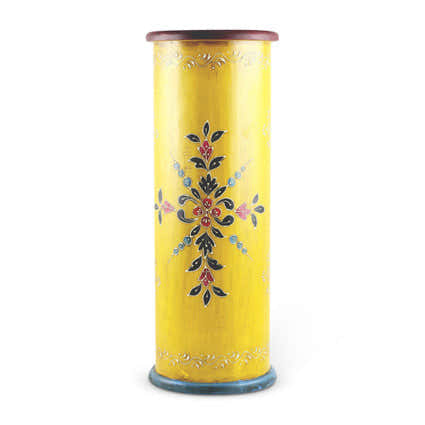 Handcrafted Hand-painted Yellow Wooden Umbrella Stand
