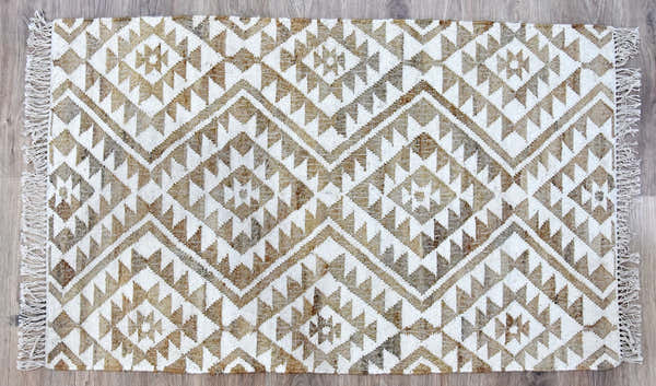 Timbergirl Kilim Beige Jute and Wool Handmade Rug