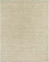 Close-up of the hand-loomed Abiera Area Carpet. Light beige wool rug with charcoal striations and subtle texture. Design-Rectangle-810