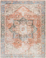 Detailed view of the Livabliss Amelie AML-2309 area rug. Features a traditional design in beige, dusty pink, rust, and pale blue. Design-Rectangle-710103