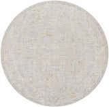 Round Ashra Thick Luxe Area Rug in cloud gray. Farmhouse style rug with traditional pattern. Design-Round-67