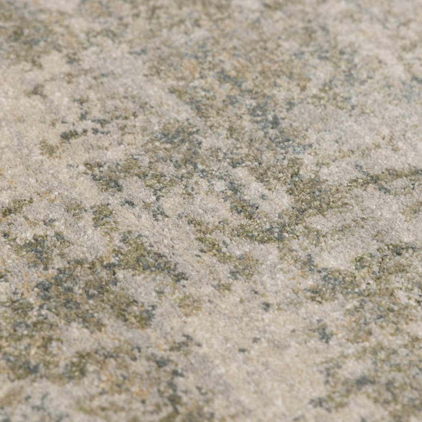 Close-up of the Zazie Thick Luxe Rug showing its beige, gray, and olive tones and soft, textured pile. Texture