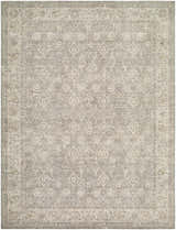 Detailed view of Buddug Cream Area Rug. Farmhouse style rug with traditional floral pattern in cream, sage, and slate blue. Design-Rectangle-710102