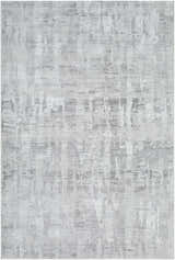 Close-up of the Branka Area Rug. Light silver, silver gray, and slate blue contemporary design. Design-Rectangle-537