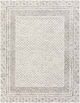 Close-up of the Livabliss Bahar BHR-2321 area rug. Charcoal and off-white geometric patterns with a farmhouse style. Design-Rectangle-710103