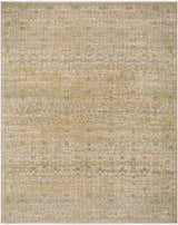 Close-up of the Becki Olive Owens x Livabliss Renaissance Area Rug. Beige, olive, and tan traditional wool rug. Design-Rectangle-710910