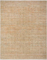 Detailed pattern of the Becki Denim Owens x Livabliss Renaissance Area Rug. Beige, denim, coral, tan, and taupe tones. Design-Rectangle-710910