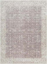 Detailed view of the Spokane Dark Brown Area Rug, a traditional design with cream, brown, and red floral patterns. Design-Rectangle-527