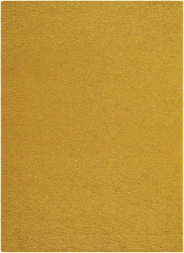 Close-up of the hand-woven Breena Goldenrod Washable Area Rug. The rug has a textured, nubby weave in a solid goldenrod color. Design-Rectangle-57