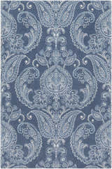 Detailed paisley pattern on the Simpatico Candice Olson x LIVABLISS SPO-1000 Area Rug in cream, light blue, and navy. Design-Rectangle-576