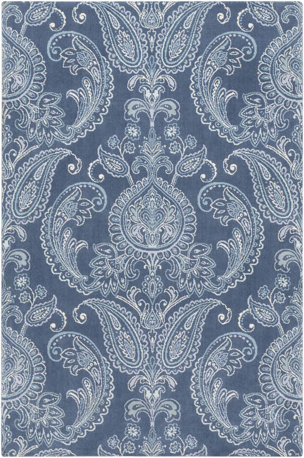 Detailed paisley pattern on the Simpatico Candice Olson x LIVABLISS SPO-1000 Area Rug in cream, light blue, and navy. Design-Rectangle-576