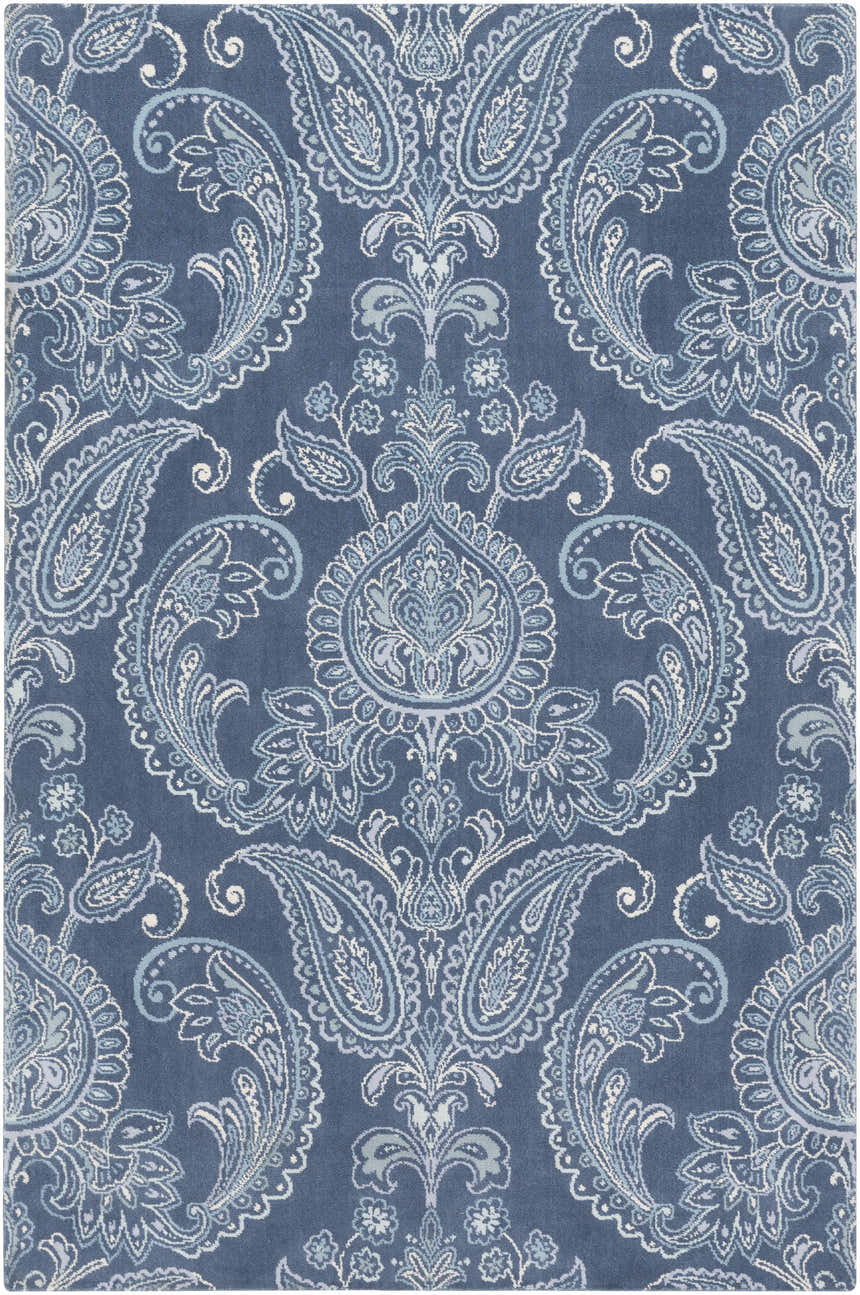 Detailed paisley pattern on the Simpatico Candice Olson x LIVABLISS SPO-1000 Area Rug in cream, light blue, and navy. Design-Rectangle-576
