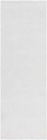 Close-up of the hand-loomed Brownsdale Area Rug. White polyester rug with subtle striped texture. Contemporary style. Design-Runner-268