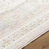 Close-up of the Fugia Beige Persian rug showing its traditional pattern and soft, textured weave. Texture