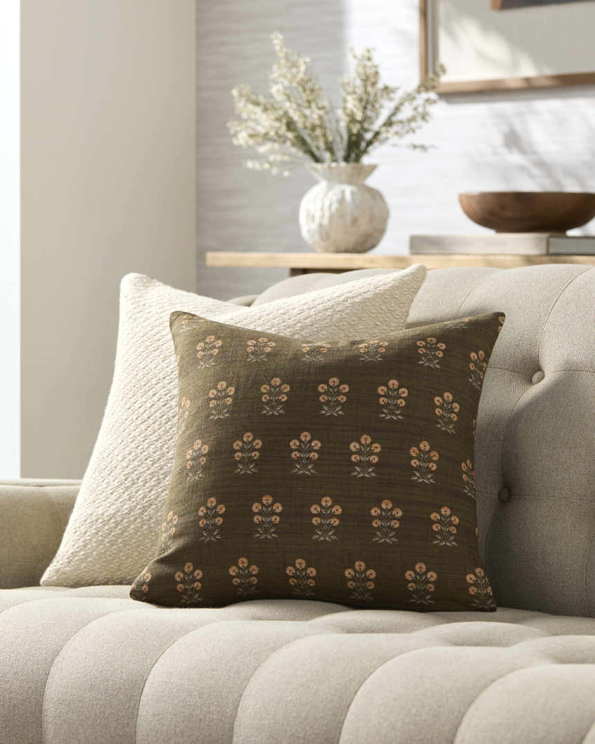 Helua Olive Ombre Cotton Throw Pillow