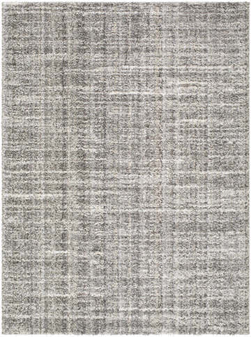 Close-up of the Reyoa Light Gray Area Rug. Machine woven polyester with a subtle, textured grid pattern. Design-Rectangle-537