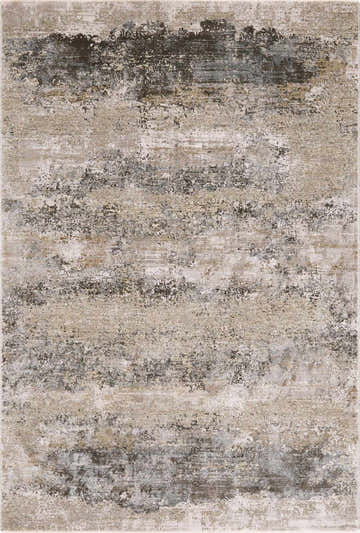 Close-up of the Bowdoinham Thick Luxe Boutique Rug, featuring charcoal, taupe, and light gray hues in a distressed, contemporary pattern. Design-Rectangle