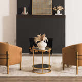 Living room scene with tan armchairs and a Bowdoinham Thick Luxe Boutique Rug in light neutral tones. Roomscene-Rectangle
